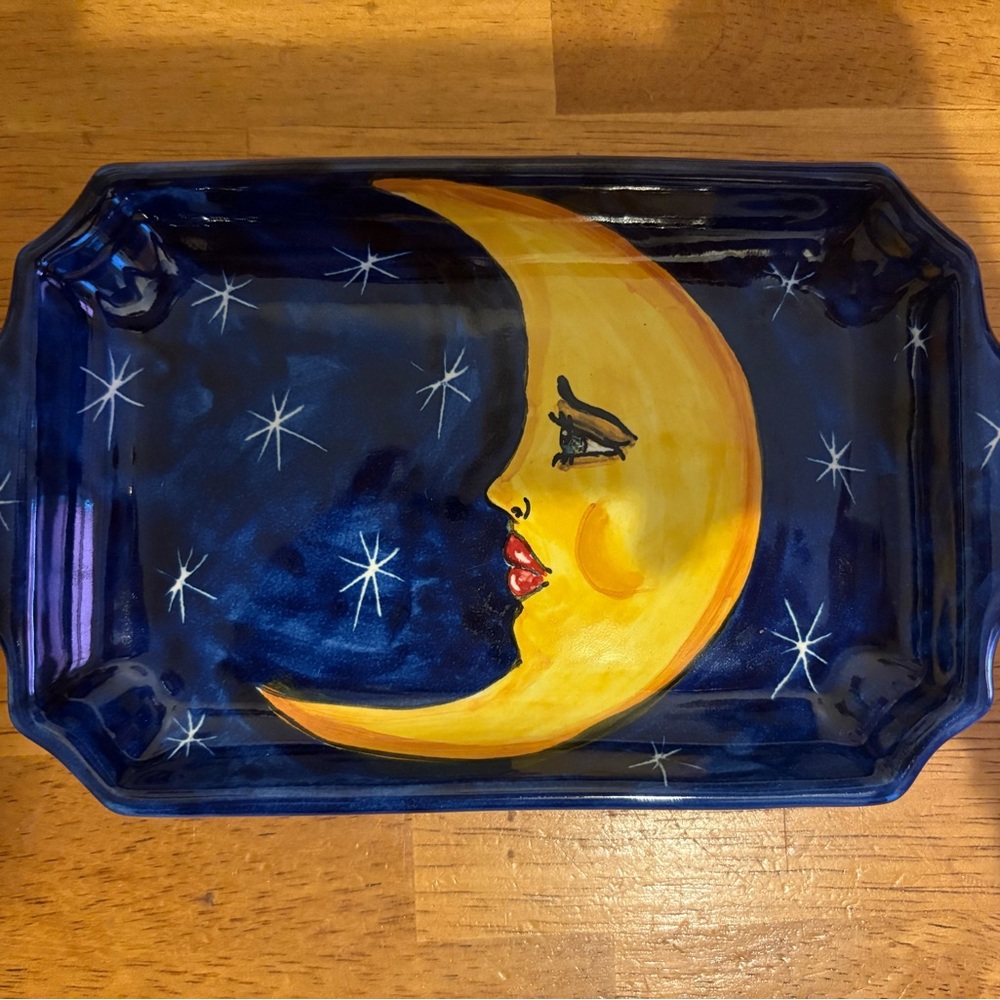 Handcrafted Blue and Yellow Moon Tray